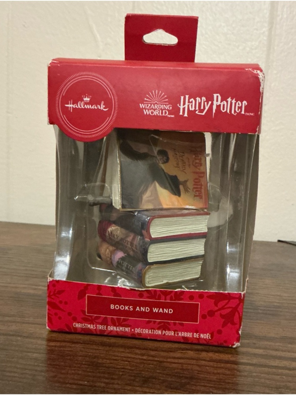 A rare new Hallmark Harry Potter Books and Wand Christmas Tree Ornament often